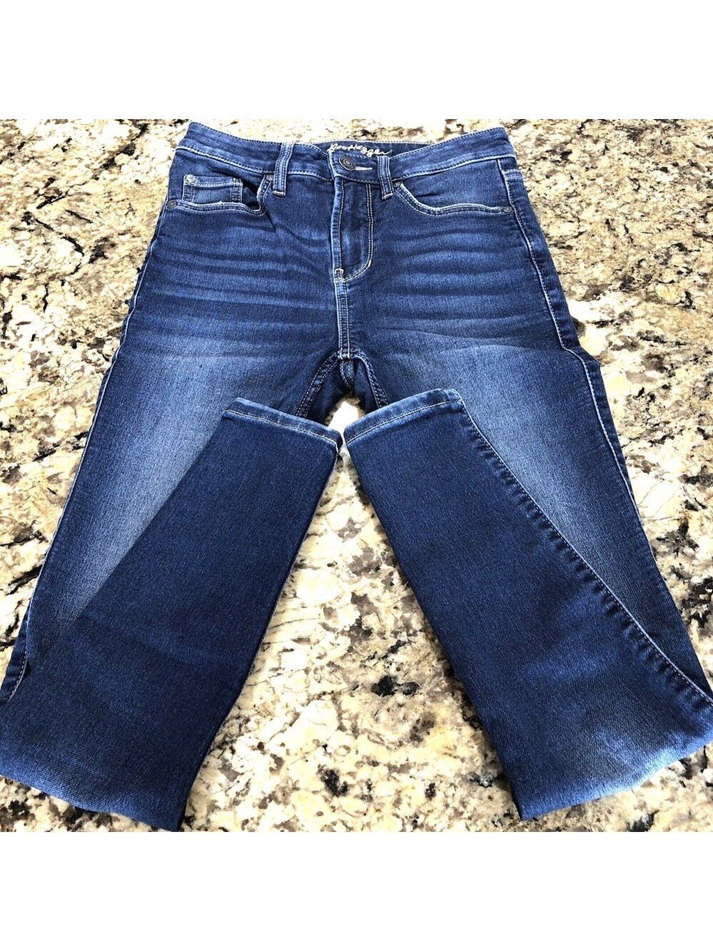 Size 25 X 29 Bootlegger Jeans Denim Womens High Rise Skinny Ankle Dark Blue